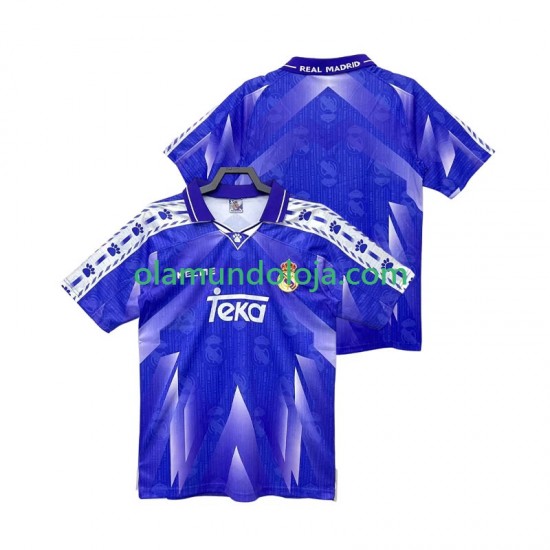 Camisola Real Madrid 1996 1997 Retro Homem Equipamento Segundo Manga Curta